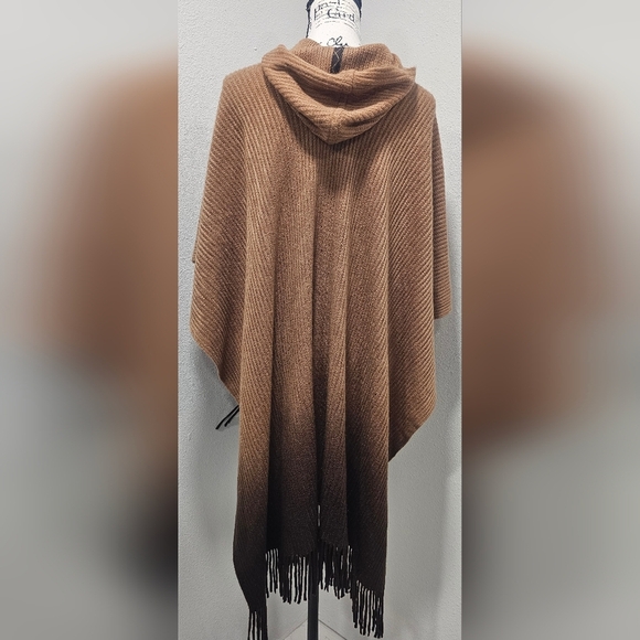 K.d. Spring Women's Hooded Knit Pullover Sweater Poncho Shawl Brown Ombre NEW - Picture 4 of 8
